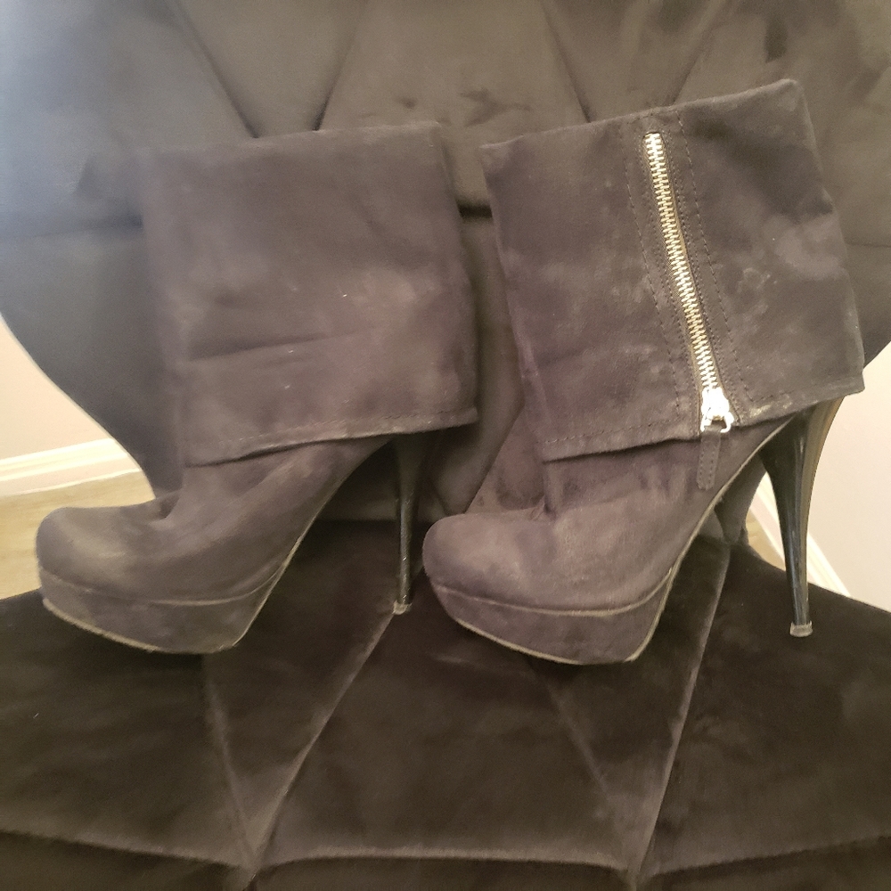 Kohl's - Candie's Women's Black Suede Heeled Boots